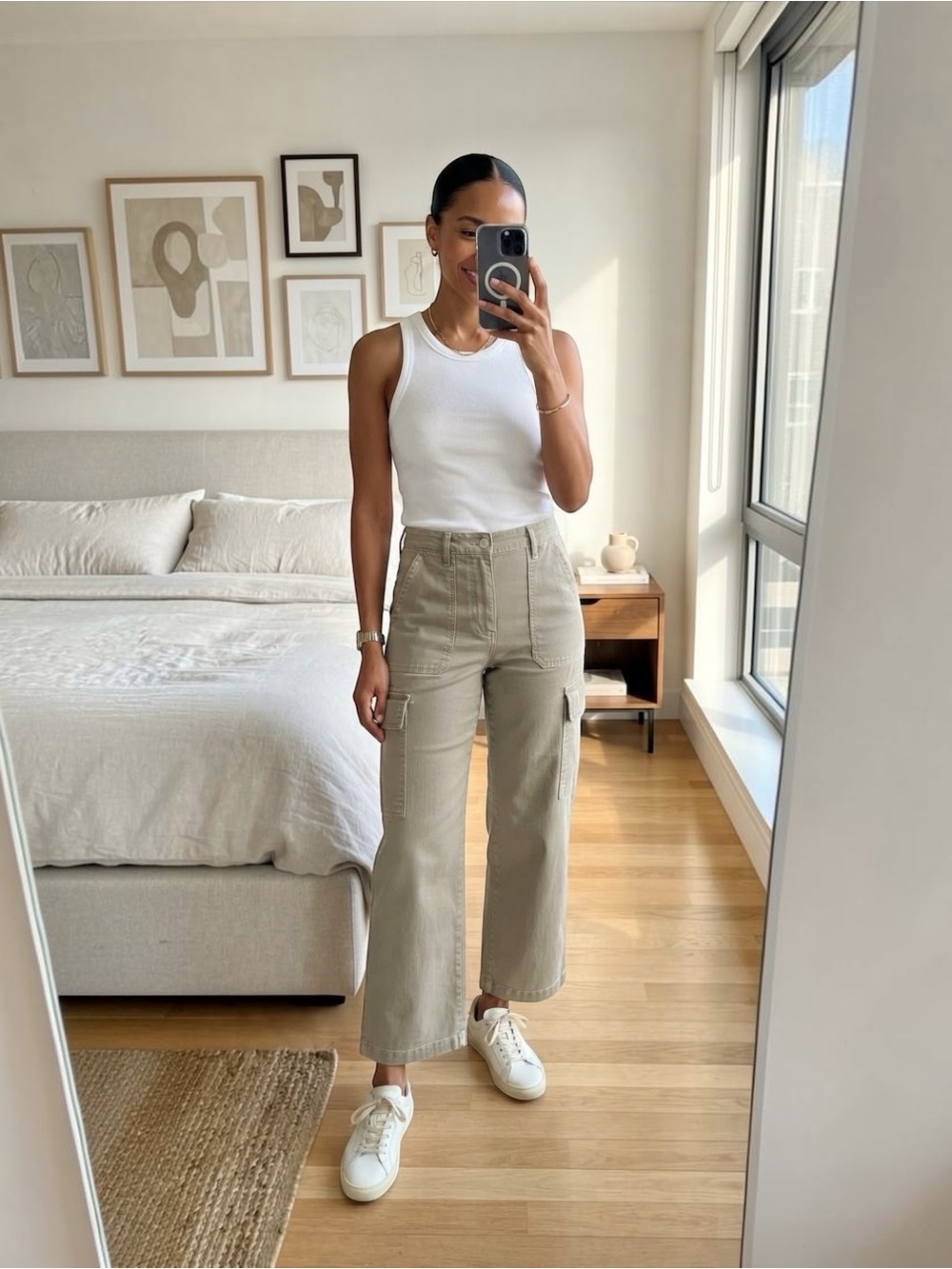 Zara Wide Leg Cargo Pants Light Khaki Stone Utility Size 6 Waist 28/28 inseam